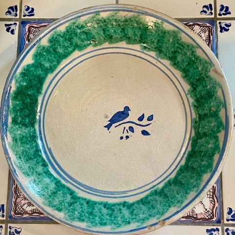 Antique Italian Pottery Bowl - Bird