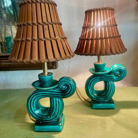 French Ceramic Lamp Pair