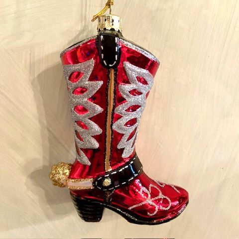 Vintage Glass Xmas Ornaments - Cowboy Boot